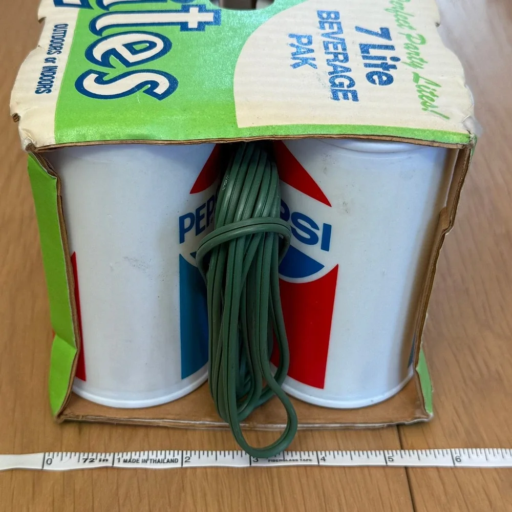 VTG Pepsi Patio Lites Electric 7 Lite Beverage Pak‎ Party String Lights Complete